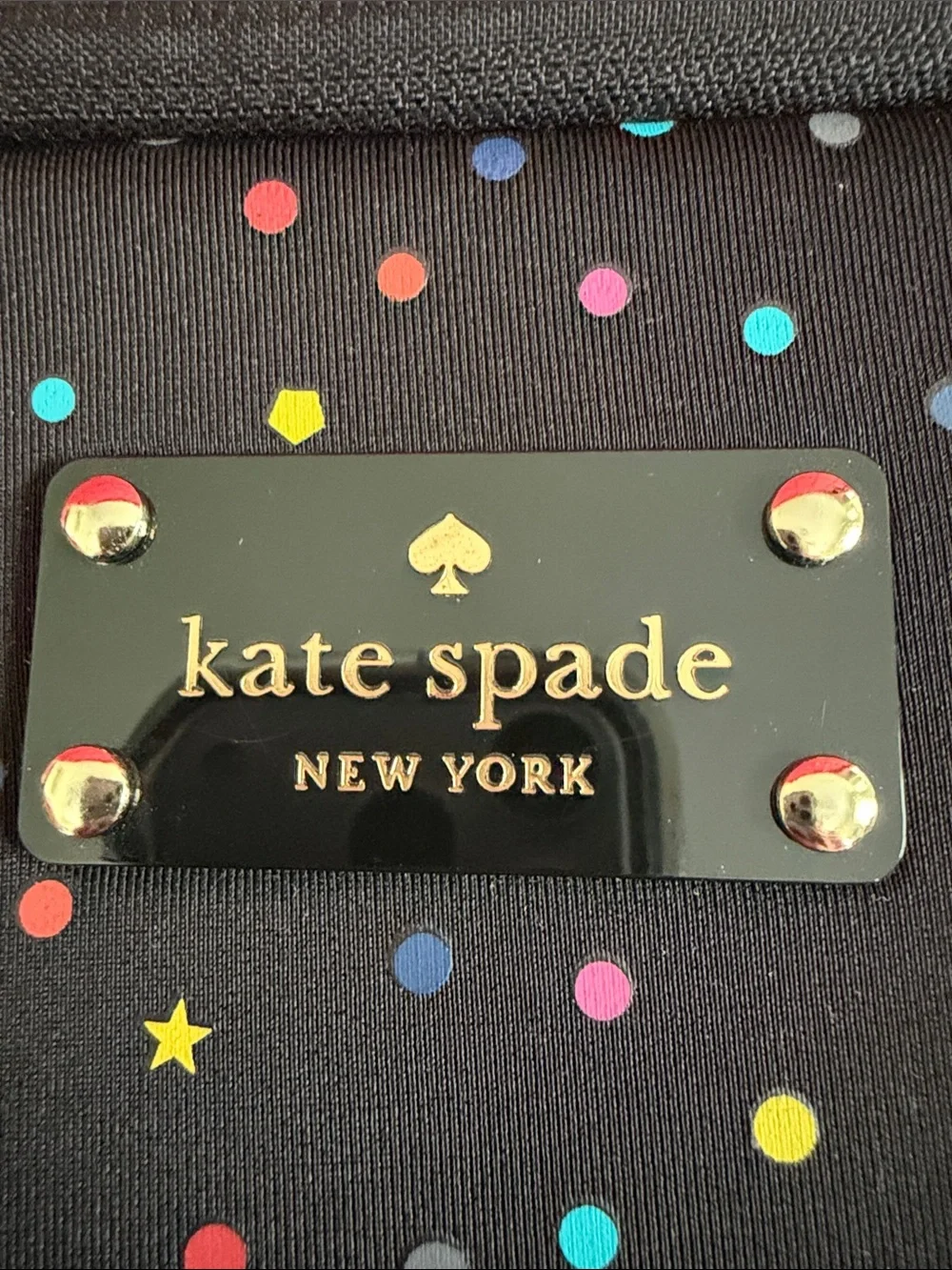 kate spade Black Tablet Sleeve with Multicolor Confetti Dots